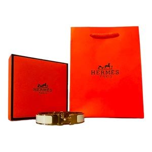 Hermès NEW Clic H Gold White Hardware Bangle— Size S, in Box